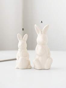 1 pieza Adorno de conejo blanco de cerámica, en varios tamaños, de estilo simple y lindo, apropiado para escritorio, decoración del hogar, oficina, estantería, mueble de TV