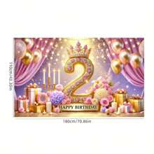 Bannière de fête d'anniversaire de style princesse rose 2e, faite de fibre de polyester, convenant pour toutes les célébrations intérieures et extérieures, sans électricité nécessaire, parfaite pour la décoration d'entrée et les accessoires de photobooth