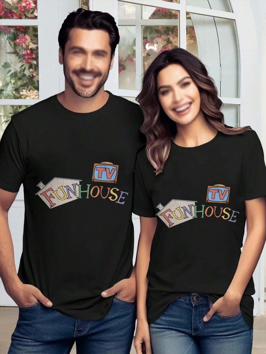 Ladies' Distressed Vintage SNL Inspired T-Shirt - Saturday TV Funhouse Kelly Design Co. - Black - View 1