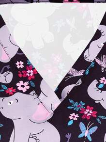 Plus Size Women's Digital Printed Stretchy Sporty Nurse Uniform/Hand-Washing/Work Pocket Scrub Top