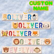 [Customized Puzzles] Personalized Name Puzzle, Wooden Name Puzzle, Animal Element Style, Ideal For Baptism, Birthday, Christmas, New Year Gifts, Support English Letters Only, Exquisite 1st Birthday Gift Suitable For Boys And Girls,Multi-Functional,Reusable,Ornamental,Exquisite,Stylish,Adorable,Colorful,Cute,Funny,Custom,Personalized,Customized,Unique,Ideal Gifts For Her,Ideal Gifts For Him,For Anniversaries,For Birthdays,Kids Puzzles - Multicolor - View 2