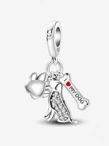 2 piezas Accesorios de moda con lindas huellas de mascotas, cuentas aptas para hacer pulseras, brazaletes y joyería DIY para mujeres, complemento diario y decoración de joyas para niñas - perro - Ver 1