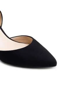 Women's Stiletto High Heel D'Orsay Slip On Pumps Closed Toe Elegant Comfortable Dress Shoes For Work Office Daily - 黑色絨面革 - 查看 6