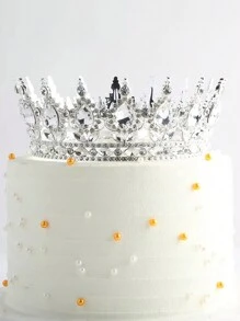 1 pieza Hermosa corona de cristal grande de decoración para tarta, decoración para tarta de cumpleaños