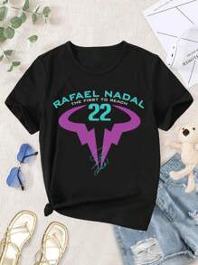 Women's Rafa Nadal Tennis T-Shirt Stylish Comfortable - 黑色 - 查看 1