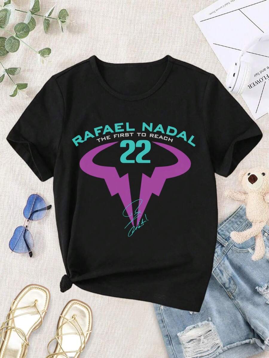 Women's Rafa Nadal Tennis T-Shirt Stylish Comfortable - 黑色 - 查看 1