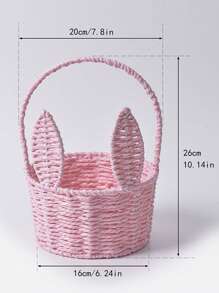 1 件复活节兔子篮子杂物收纳盒编织花篮野餐篮复活节篮子适用于家庭花园派对露营厨房户外装饰 - 1pc - 查看 5