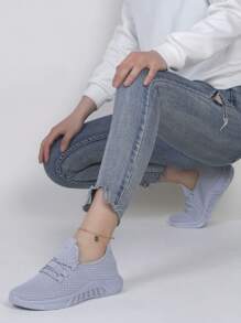 STEPREACH 女士时尚休闲运动鞋，透气轻便网眼春季新品 - 灰色 - 查看 4