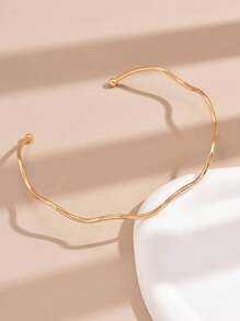 1pc Chic Simple Open Hollow Moon & Sun Design Choker Necklace, Fashion Jewelry For Party And Gathering - Yellow Gold - View 4