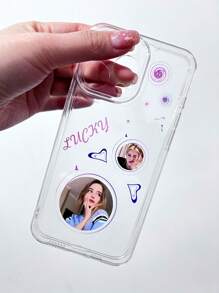1 pieza Funda de teléfono personalizada con dibujo lineal en inglés, patrón personal, y protección de amortiguación de aire y lente de gran tamaño compatible con Apple 16 15 14 13 12 11 Pro Max