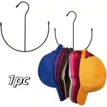 1 Piece Durable Stainless Steel Hat Rack - Multifunctional Hanging Hat Storage Rack, Space-Saving Design, Can Hold 20+ Baseball Caps, Easy To Install, Suitable For Wardrobe And Door - 黑色 - 查看 6