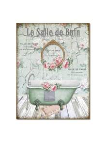 1pc Tranh in bồn tắm phong cách Pháp cổ điển theo phong cách Victoria, tranh tường nghệ thuật phòng tắm màu nước hoa, hình ảnh trang trí không có khung - Nhiều màu - Xem 7