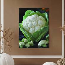 1 Pc Fashion Cauliflower Canvas Art  Wooden Framed Canvas Painting -  Thickness 2.25cm/0.9inch,Home Gift Decoration, Room Decoration Aesthetic, Wall Decoration Art, Perfect Gift, Autumn And Winter Wall Decoration, Living Room Decoration, Bedroom Decoration, Kitchen Decoration, Entry Decoration, Bathroom Decoration, Direct Wall Painting, High Quality Wall Painting Poster - Multicolor - View 5