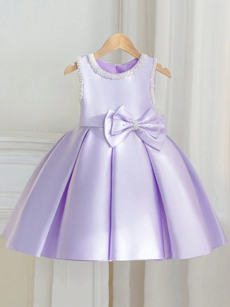 Young Girl Purple Sleeveless Princess Dress For Girls, Flower Girl Dress For Wedding, Birthday Party, Formal Occasion - Purple - View 1