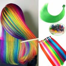 20 hebras de 20 pulgadas de extensiones de cabello sintético multicolor de Kanekalon con punta en I y queratina, para piezas de cabello, Día de San Patricio