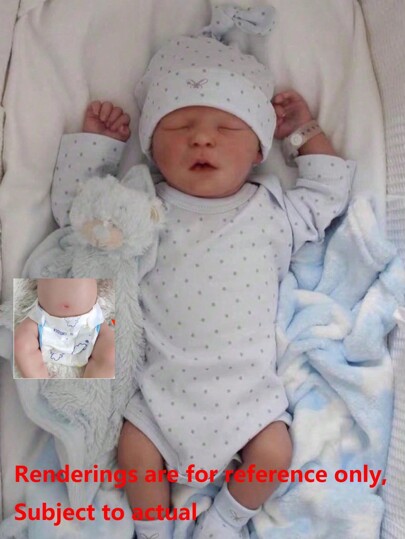 Realistic 45 CM Full Soft Vinyl Body Reborn Doll, 18 Inch Alive Newborn Baby Baby Cute Play House Dress Up Toy Birthday Gift (Some Parts Random, Including Pacifier, Bottle, Diaper, Hat And Clothes Set)
