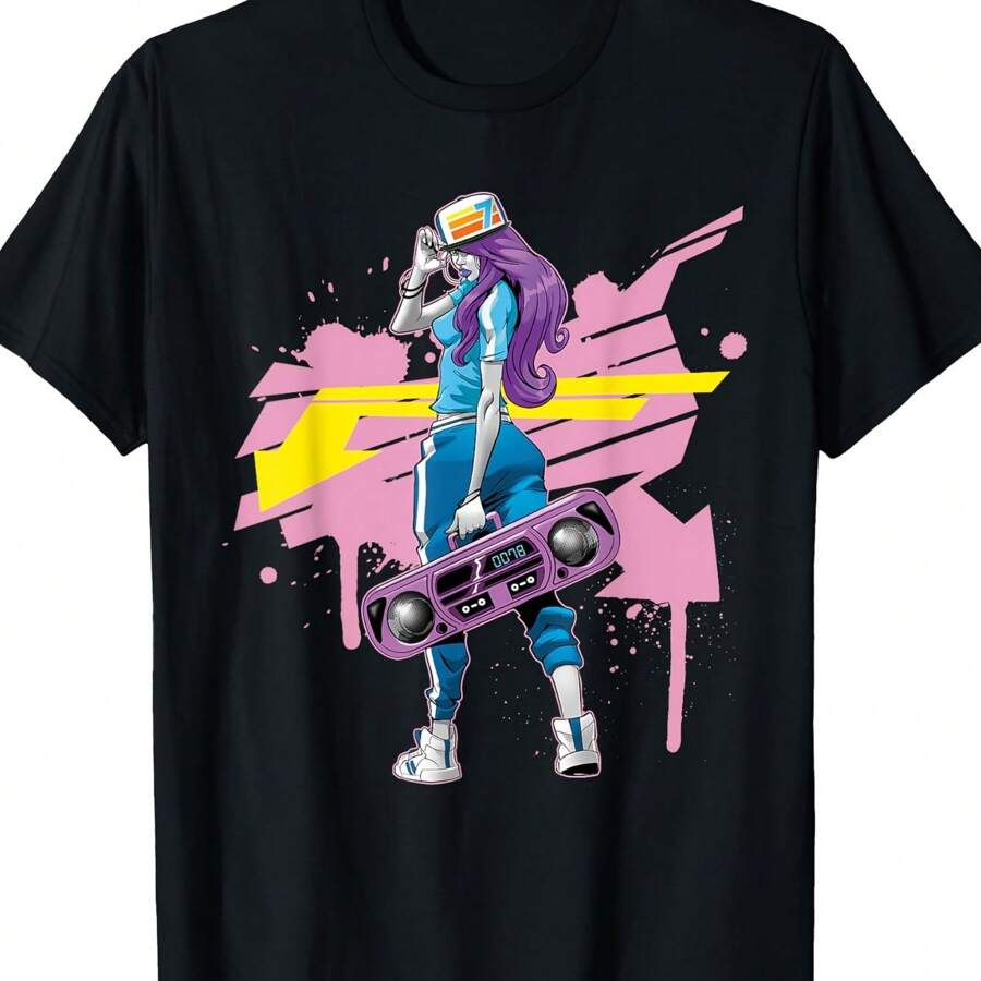 Old School 80s HipHop Graffiti Cotton T-Shirt