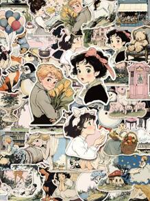 50 件卡通世界涂鸦贴纸套装，创意美学贴纸适用于装饰手机、笔记本电脑、平板电脑、头盔、剪贴簿、行李箱、计划器和日记本 - 彩色 - 查看 1