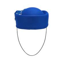 Women Vintage Church Hats Diamond Flower Applique Felt Pillbox Hats Fascinator Tea Party Hats - Blue - View 4