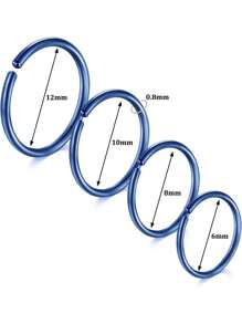 AVYRING 4Pcs Nose Rings Hoops Stainless Steel Earrings Piercing Hoops Jewelry For Men Women,Nose Rings Hoops Snug 22G 20G 18G 16G Stainless Steel Nose Septum Tragus Earring Lip Nostril Piercing Jewelry For Women Men,Diameter 6/8/10/12mm - Multicolor - View 7