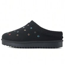 READY SALTED Women's Studs Warm Snow Boots Women's Lightweight Comfortable Diamond Fashion Slippers - Black - View 2