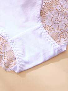 3pcs Women's Black & White Drawstring High Waist Sheer Panties, Sexy Lace Underwear For Women - Black and White - View 4