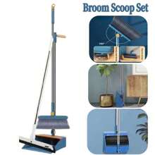 Long Handled Dustpan And Brush Set Strong Metal Handle Dust Pan & Broom Sweeper - Navy Blue - View 5