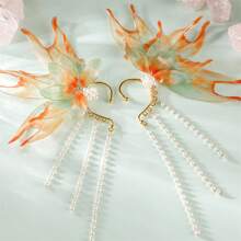 Women Fairy Ear Cuffs Beautiful Clip-On Mermaid Earrings Fashion Ear Cuffs Cosplay Accessories - trái cam - Xem 3