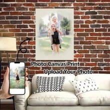 1 pieza Imprimir foto personalizada en lienzo, efecto de arte de tela de dibujos animados de anime personalizados, sube tu foto familiar, retrato familiar, recuerdos de pareja y mascotas, impresión de fotos de regalo de cumpleaños, foto de boda de mascotas
