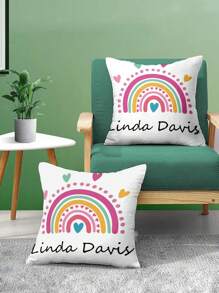 1pc Customized Personalized Name Printed Pillow Case, Custom Name Pillow, Single Sided Print Pillow Cover For Mother's/Father's/Thanksgiving/Teachers' Day, Create Your Own Picture Pillow Case, Great Gift For Family, Friends And Yourself,Valentine's Day Gift - White - View 5