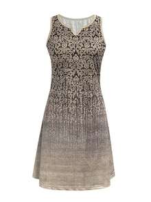 Fashionable Casual& Vacation Lightweight Elegant Slim-Fit Women's Summer Dress With Vintage Print - Multicolor - View 5