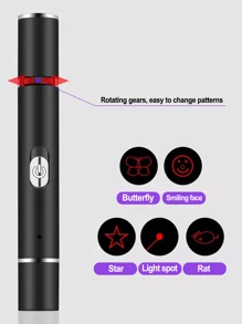 1pc High Power Laser Cat Toy, Rechargeable Laser Pointer With Multiple Patterns, Woodlight UV Cat Urine Detector, Pet Training & Interactive Toy, Aluminum Alloy, USB Charging, 5 Patterns, Screen Indicator, Cat Interaction - Multicolor - View 4