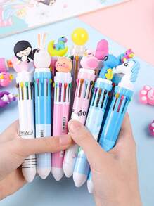 1 pieza Bolígrafo multicolor y multifunción lindo, 10 colores en 1 - Estilo de influencer de redes sociales