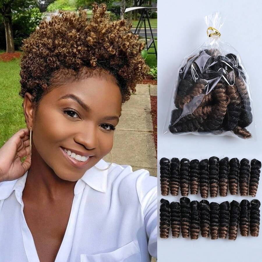 DWNSEN 9Packs 180 Strands 10 Inch Short Crochet Hair For  Women African Collection Crochet Braiding Hair(8mm) Synthetic Hair Extension Afro Twist  Prelooped Crochet Hair Hair Extensions For DIY Mohawk Afro Braided Wigs(1B/27) Free Installation Tools - 9 gói 120 sợi - Xem 1
