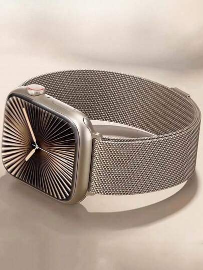 1pc Unisex Starry Milanese Stainless Steel Watch Band, Compatible With Apple Watch 44mm 40mm 41mm 45mm 42mm 46mm 38mm Ultra 3/2/1 49mm, Magnetic Metal Strap, Luxury Stainless Steel Band, Compatible With Series 11 10 9 8 7 SE 6 5 4 3 2 1