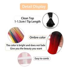 20 hebras de 20 pulgadas de extensiones de cabello sintético multicolor de Kanekalon con punta en I y queratina, para piezas de cabello, Día de San Patricio