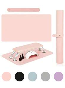 1 PC Nail Art Table Mat, PU And Washable Foldable Nail Polish Hand Rest Arm Wrist Rest Pad For Nail Art Instructor Nail Care Nail Salon Tools, Foldable Nail Art Hand Pad For Nail Art Armrest Pad, Soft Microfiber Leather Nail Art Mat , Manicure Mats, Manicure Table Mats, Manicurist Salon Home Table Mats,Two Colors Of Buttons Are Shipped Randomly