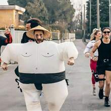 充气相扑服，成人相扑服，充气相扑服，充气万圣节服装，成人充气相扑服 - 卡其色 - 查看 5