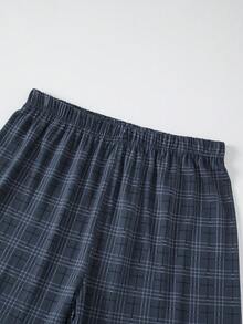 طقم نوم صيفي خفيف الوزن للرجال 2 قطعة، ملابس علوية بأكمام قصيرة وبنطلون ،طقم صيفي تواصلي للرجال مكون من 2 قطعة - رمادي غامق - مشاهدة 7