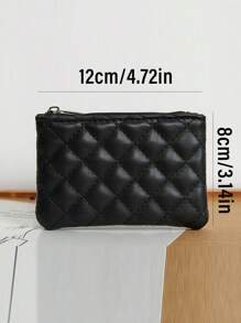 Rhombus Pattern Girl's Coin Purse, PU Leather Short Wallet Large Capacity Card Case, Cute Fresh Coin Pouch, Clutch Organizer - Multicolor - View 6