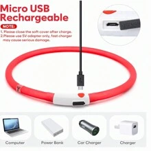 2-Pack LED Dog Collar, Light Up Dog Collars For Small Medium Large Dogs, Cuttable Dog Glow Collar, Glow In The Dark Dog Lights For Night Walking - Red - View 3