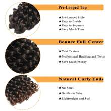 3 包魔杖卷曲钩针头发 8 英寸 80 根牙买加弹力钩针头发钩针头发牙买加钩针头发彩色钩针辫子卷曲扭曲钩针头发，T30 - 漸層棕色 - 查看 3