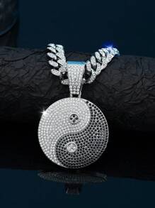 Hip Hop Icy Cuban Link Chain, modny urok Tai Chi wisiorek naszyjnik biżuteria modowa naszyjniki dla