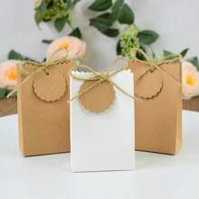 10/20/30pcs Kraft Paper Candy Bags With Tags Wedding Favors Gifts Packaging Bag Boxes For Kids Birthday Baby Shower Party Decor