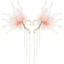 Women Fairy Ear Cuffs Beautiful Clip-On Mermaid Earrings Fashion Ear Cuffs Cosplay Accessories