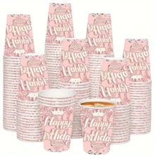 10/20/60pcs,Diamond Purple Party Tableware 9oz Paper Cups Birthday Party Accessories/Decoration, Coffee Cup, Party Cup, Versatile & Elegant Disposable Cups For All Occasions Perfect For Easy Cleanup Parties, Weddings & Holidays