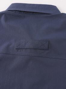 LEDUNTINO [Spring/Summer] Men's Fashion Button Casual Outdoor Shirt, Solid Green, Sports, Cargo, Husband, Boyfriend Gift, Men's Long Sleeve Shirt, Multi-Pocket, Elastic, Lapel Shirt With Zipper Pocket, Spring/Fall Clothes - Blue - View 5