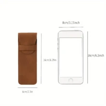 1pc Vintage Frosted Faux Leather Flip-Top Pen Case, Mini Stationery Organizer With Steel Pen Protector For Office, Women And Men, Business Travel - Multicolor - View 3