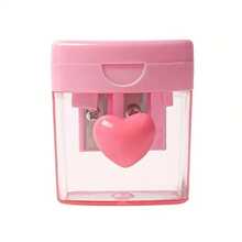 1pc Random Color 1Set Cute Macaron-Colored Pencil Sharpener With Two Holes Lid - Sky Blue/Light Green/Pink, Perfect For Art & Crafts, Perfect For Winter, New Year