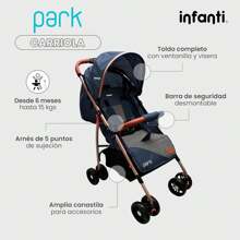 INFANTI | Carriola para Bebe PARK Azul | Carreola con Portabebé - Carriola de Viaje - Carrito para Bebe | Cosas para Bebes 6 Meses hasta 15 kg - Compacta y Plegable | Barra de Seguridad Desmontable - Azul - Ver 3